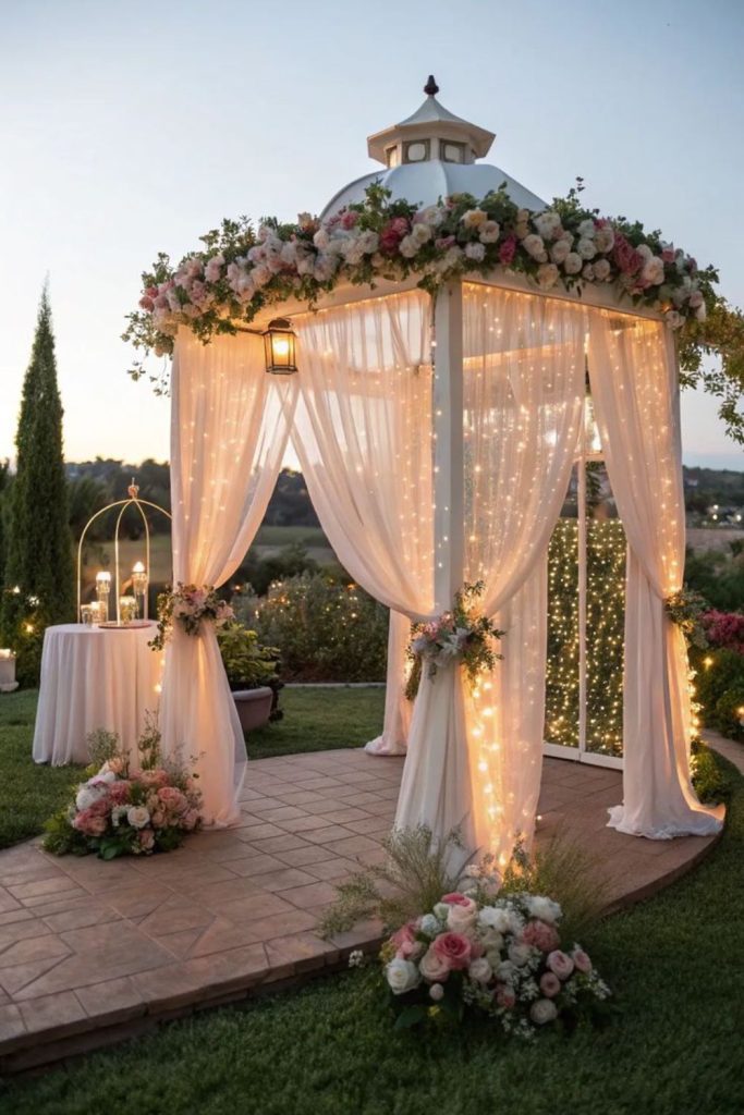 Gazebo floral elegant garden bridal setup