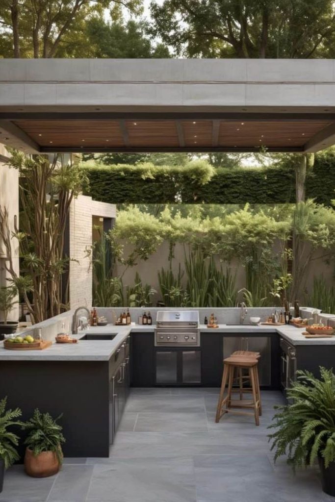 Chef-style terrace with herb racks