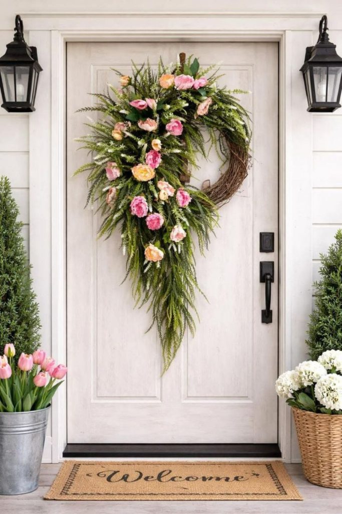 Twisted vines with sporadic flowers attached