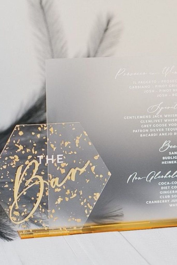 Geometric gold frame modern bar sign