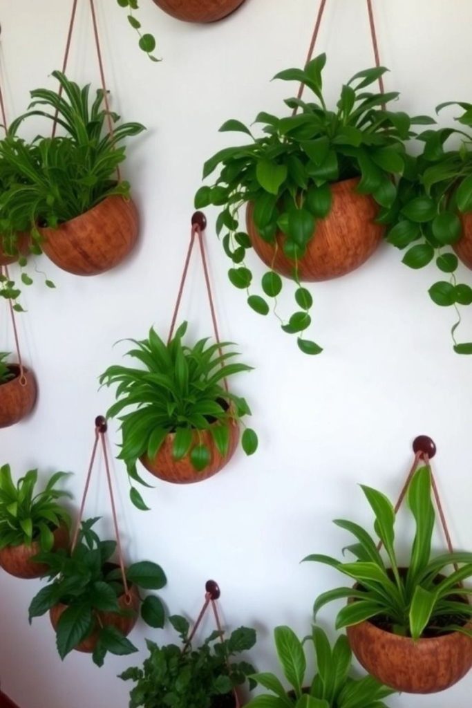 Coconut shell hanging plant pots