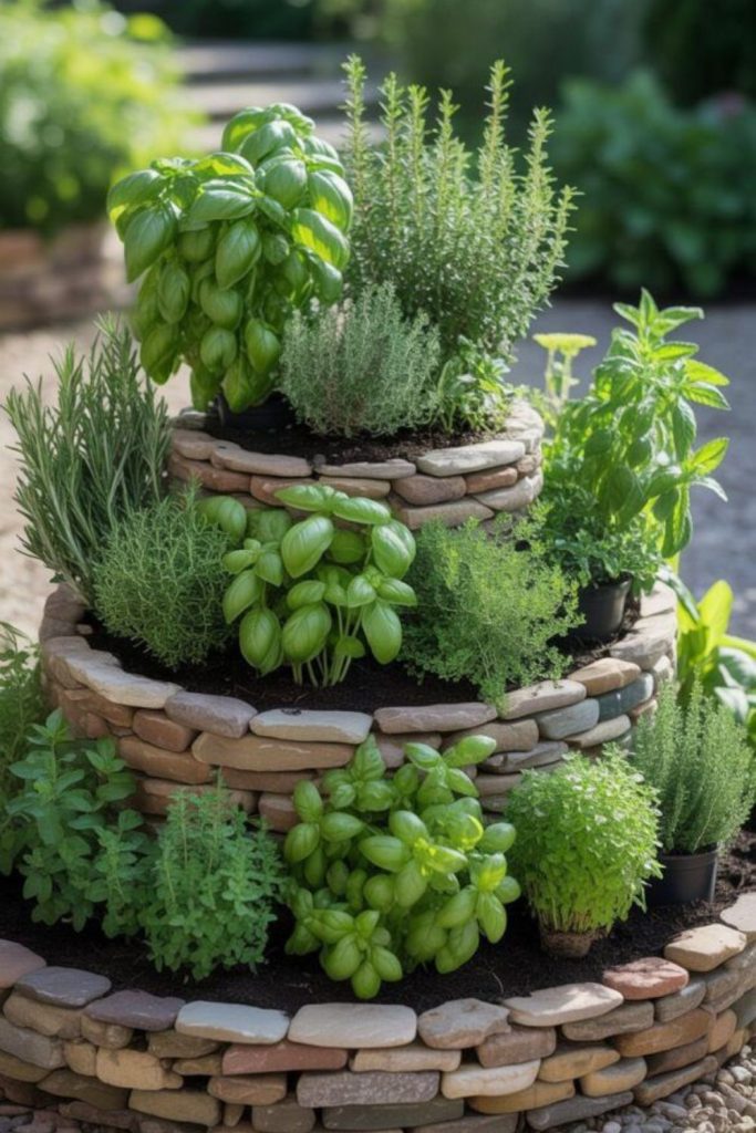 Spiral herb tower small garden