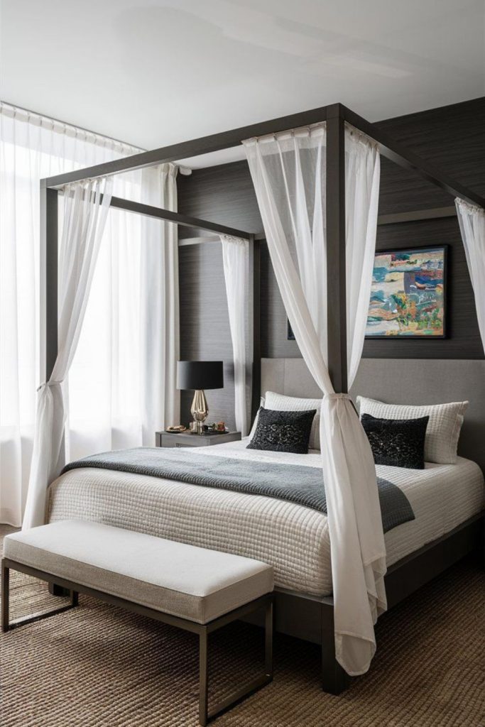 Metal posts and raw canvas drapes