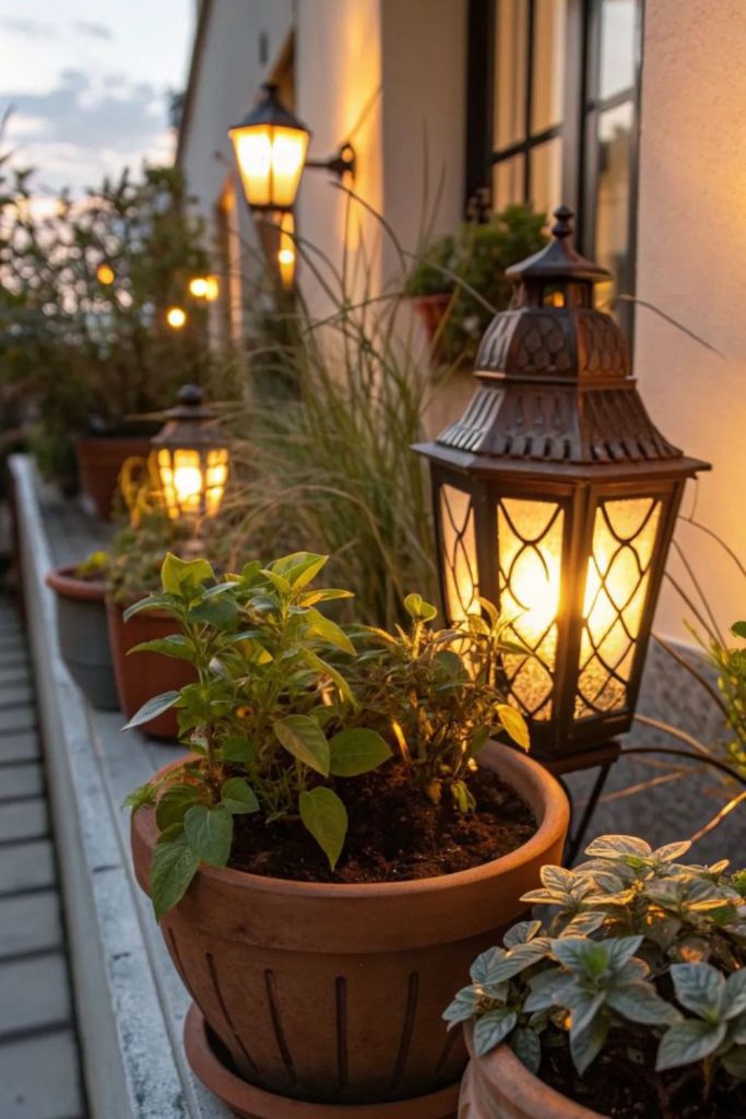 Lantern plant decorative display setup