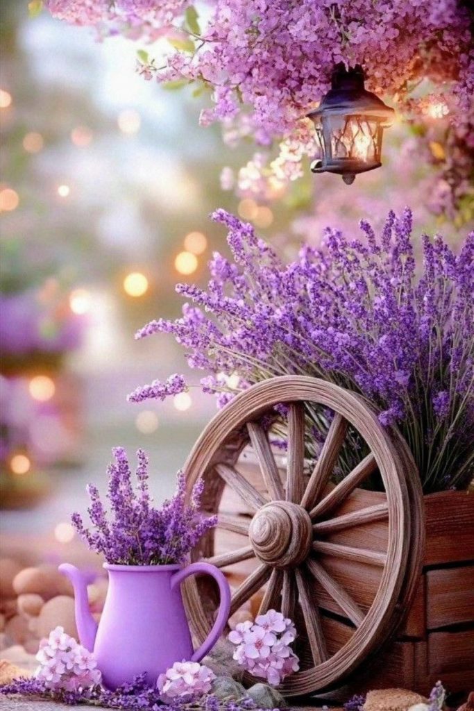 Fragrant lavender stalks in crooked crates