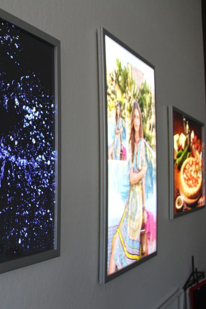 Backlit lightbox landscape photography frame.