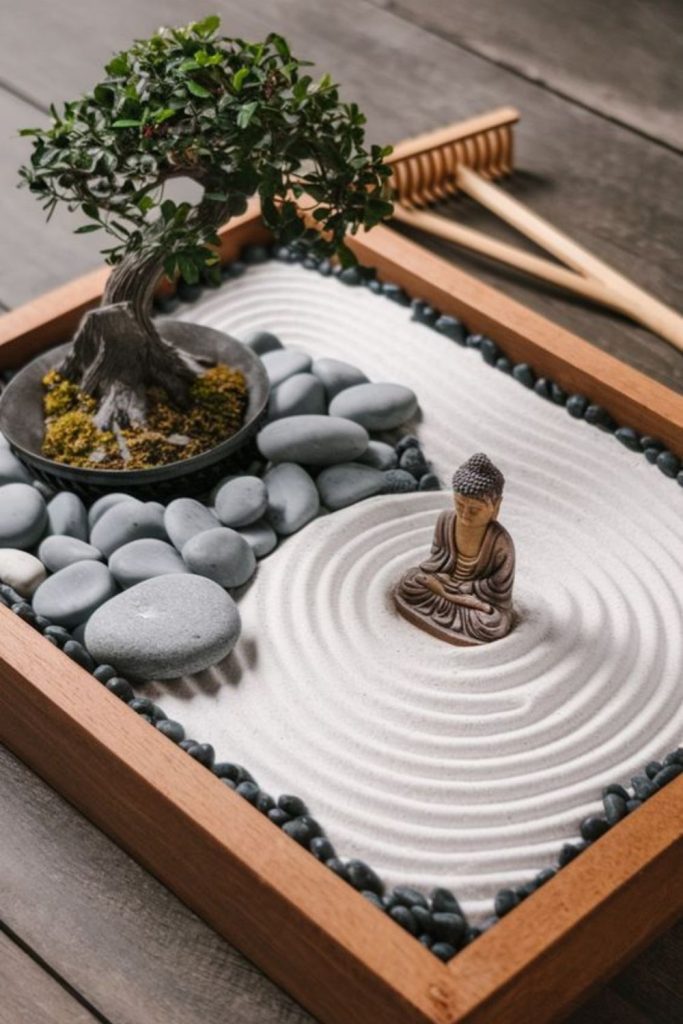 Mini zen sand tray garden