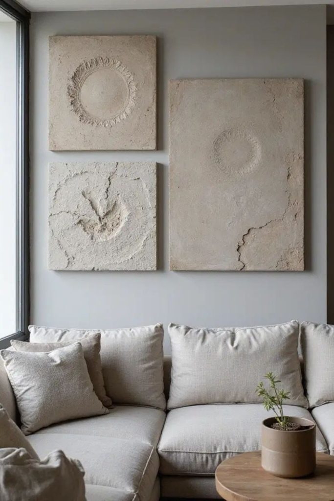 Minimalist concrete relief wall panel.