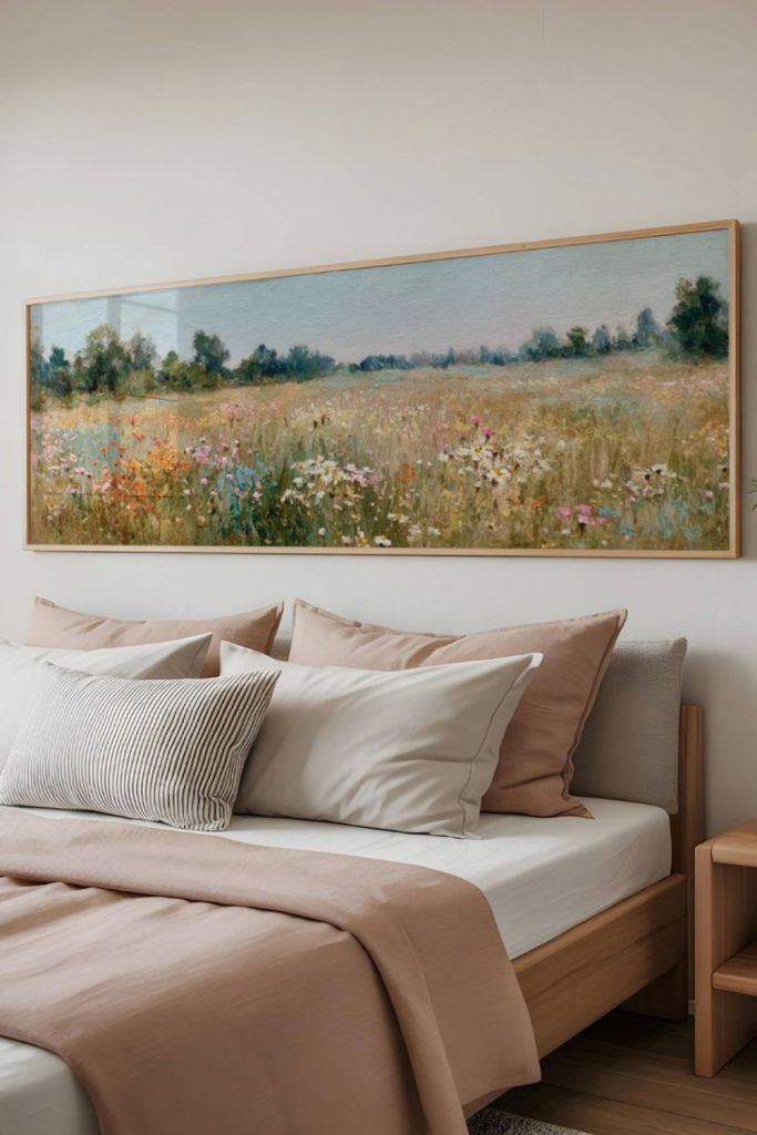 Ochre cliffs rise through soft mist