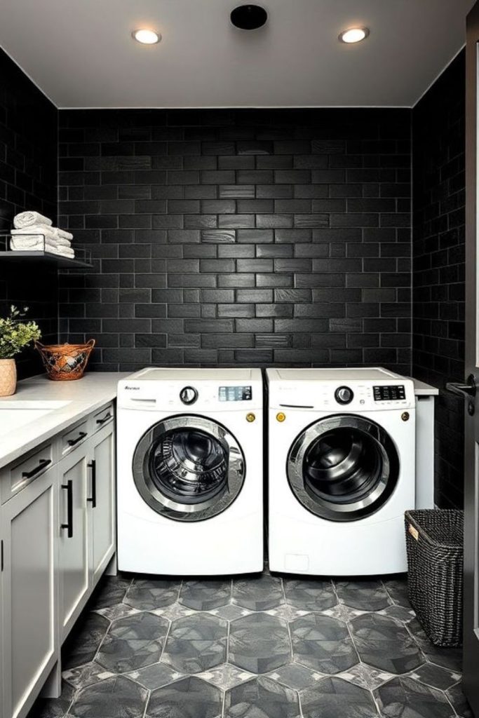 Monochrome modern laundry room sleek design