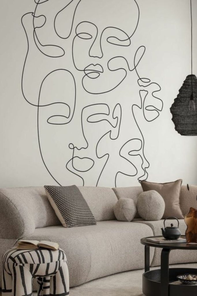 Minimalist black line portrait artwork.