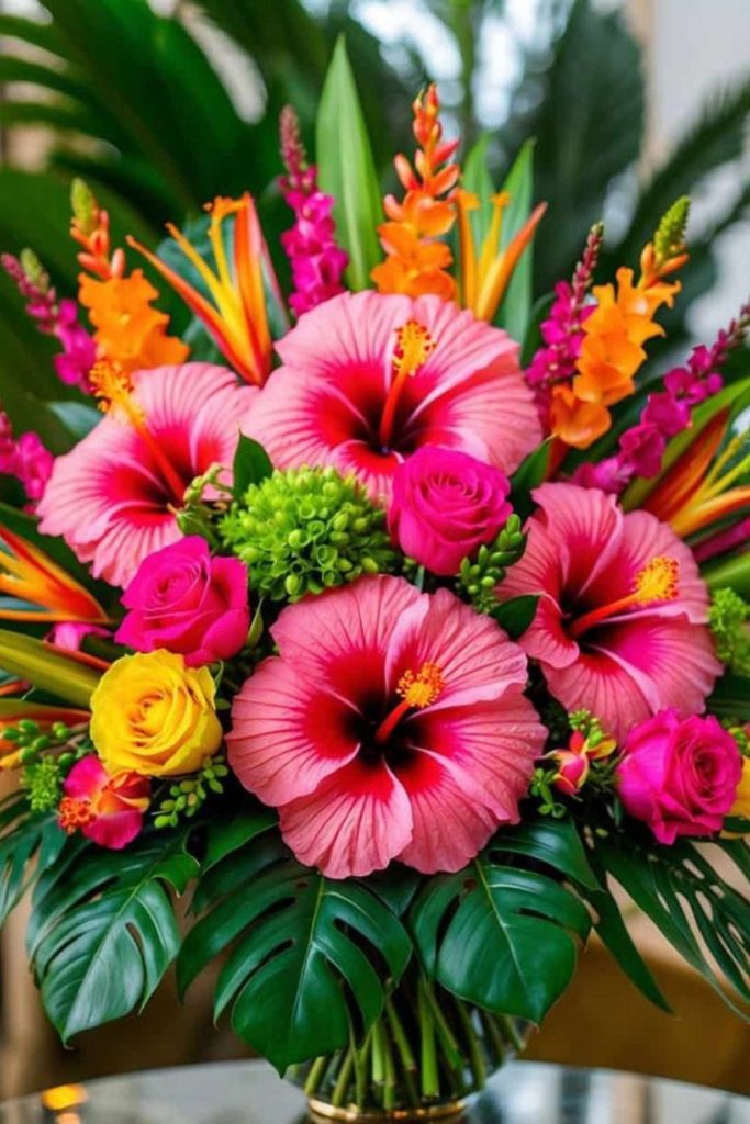 Bright fuchsia tropical leaves vibrant explosion