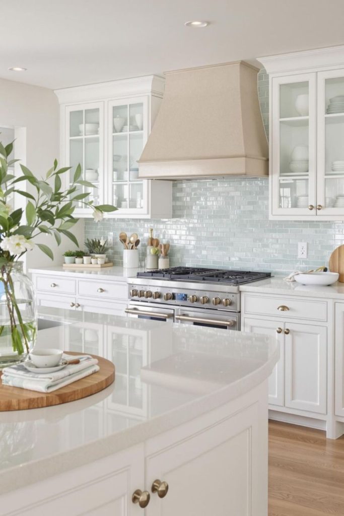 Ocean breeze glass backsplash wall