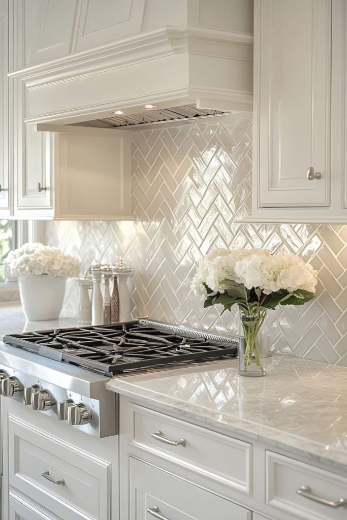 Prism grid sea glass backsplash