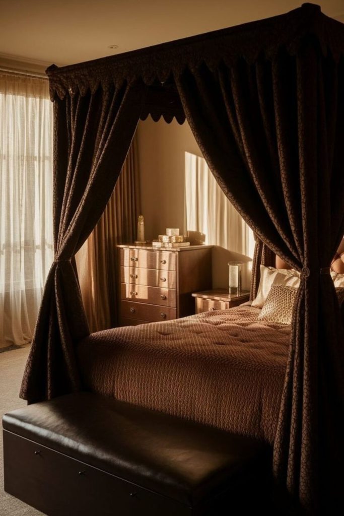 Brass frame with velvet pillows luxurious