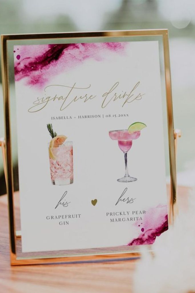 Painted canvas artistic cocktail menu sign