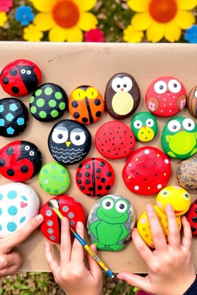 Painted rock herb garden markers craft