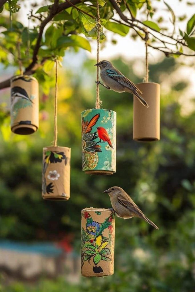 Painted spoon bird feeder garden craft