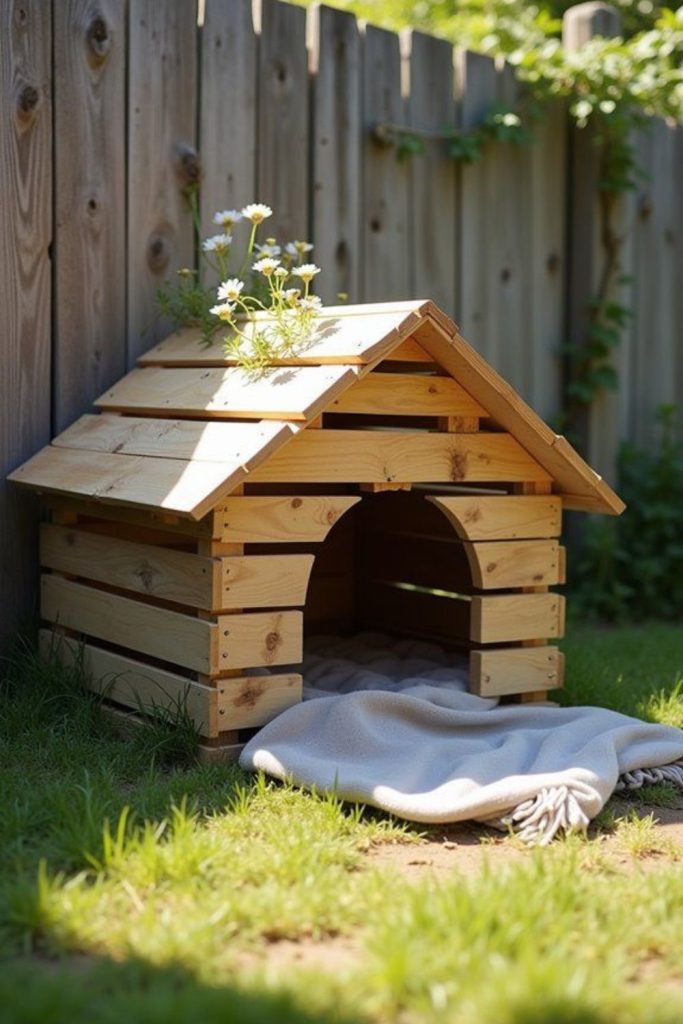 Small pallet pet house outdoors