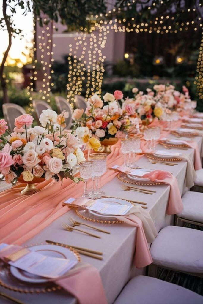Peach blossom soft garden bridal decor