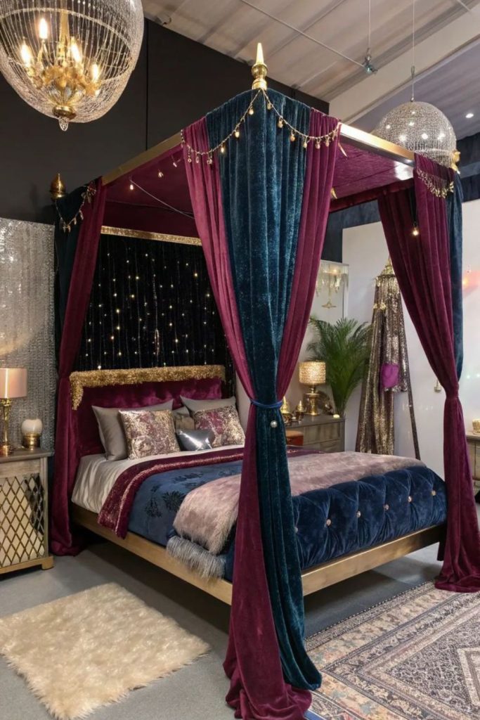 Jewel tones scattered pillows metallic threads