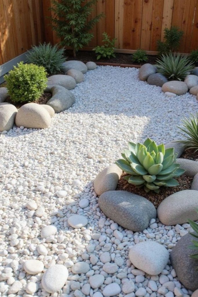 Pebble mini garden with succulents