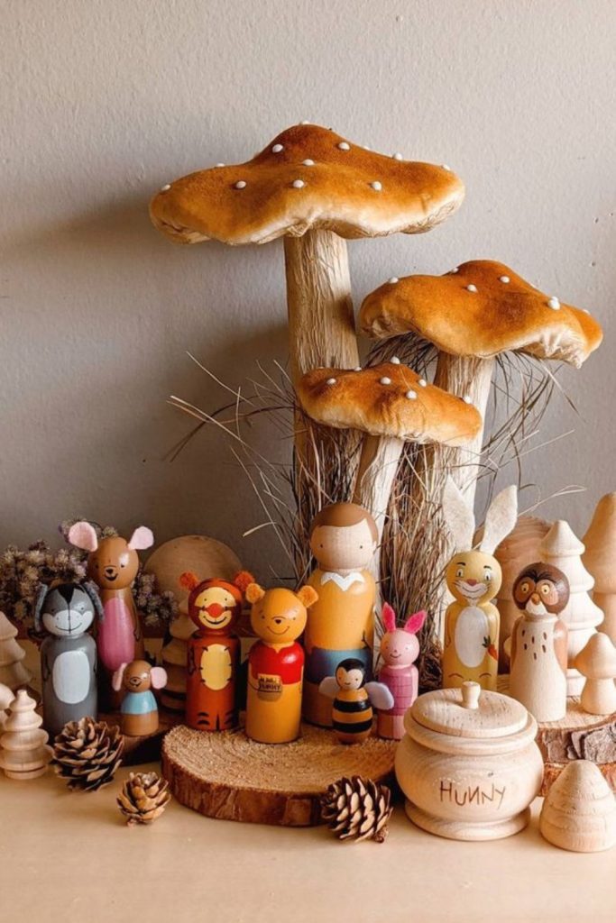 Handmade wooden peg dolls