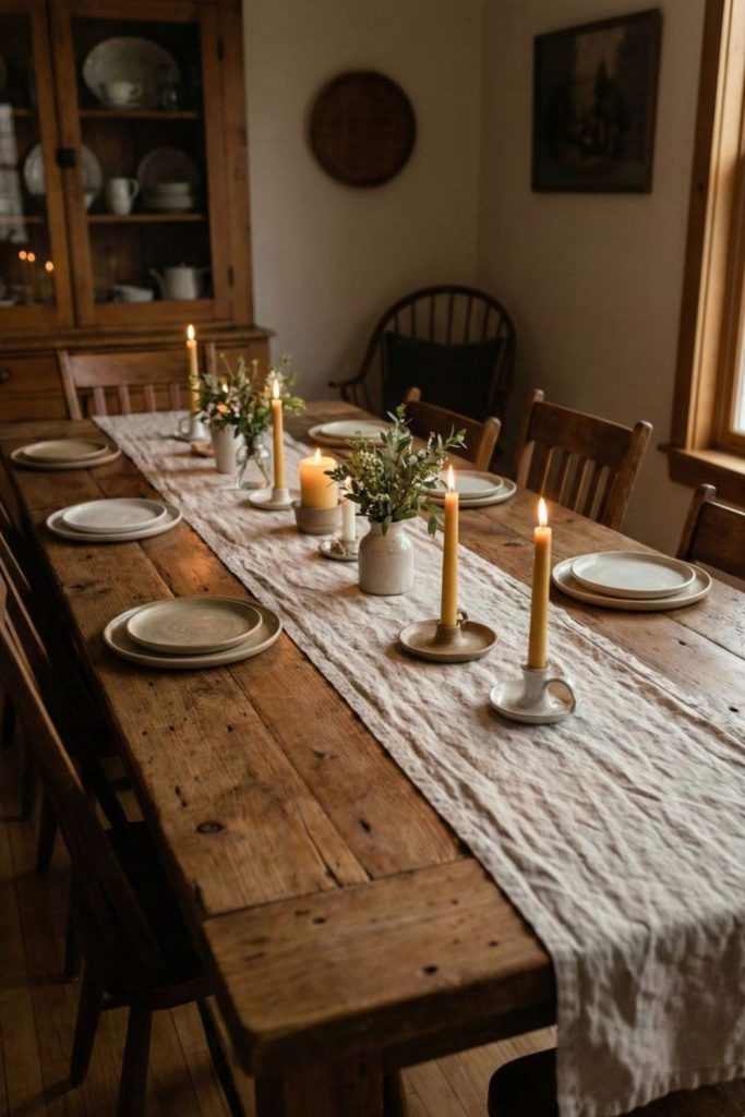 Pioneer candle dining room rustic table