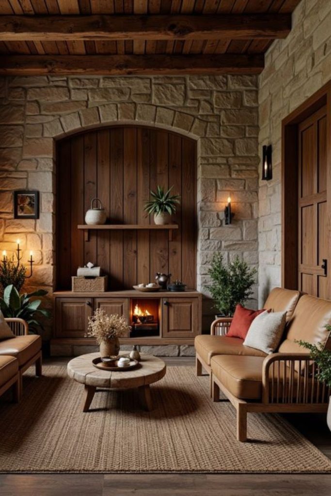 Prairie settler lounge rustic wooden furniture