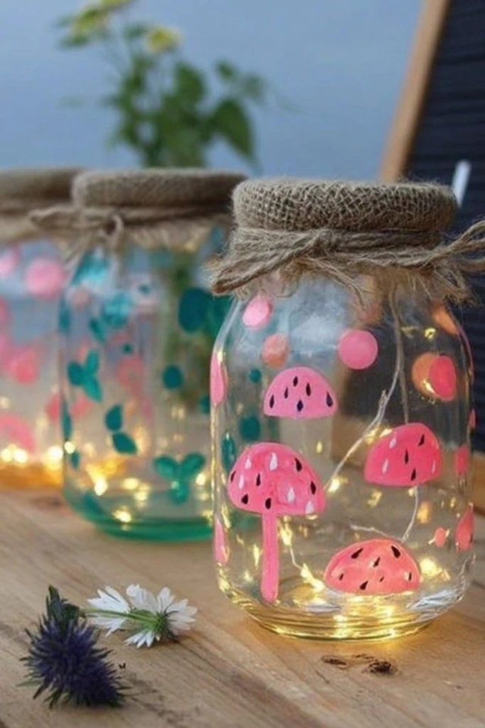 Glowing recycled jar garden lantern craft
