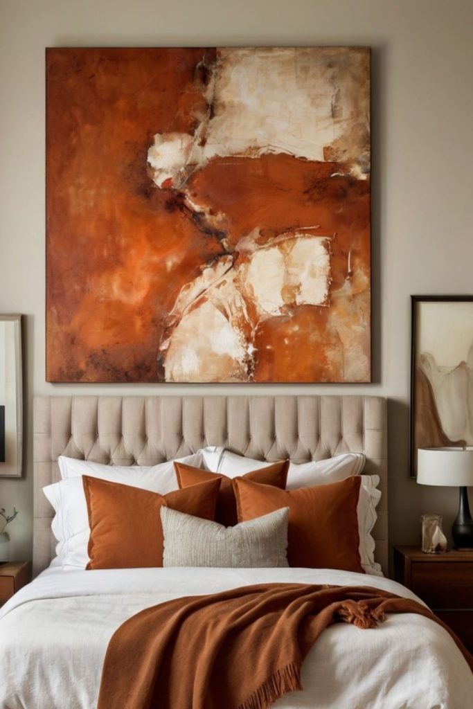 Burnt sienna lines on muted grey