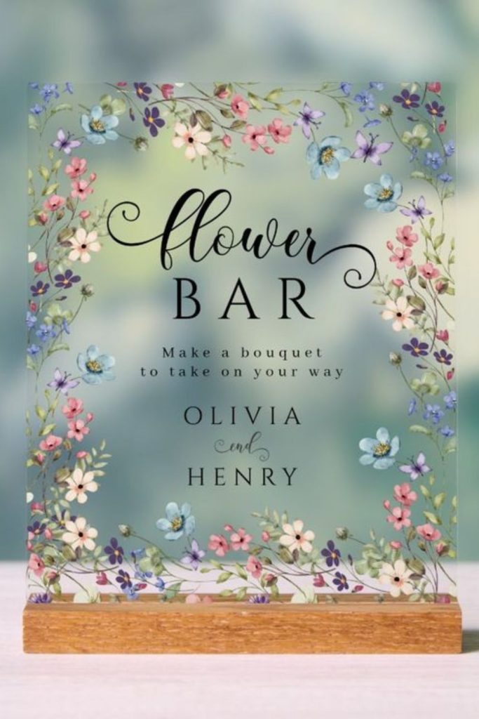 Wildflowers on staggered rustic wooden boards