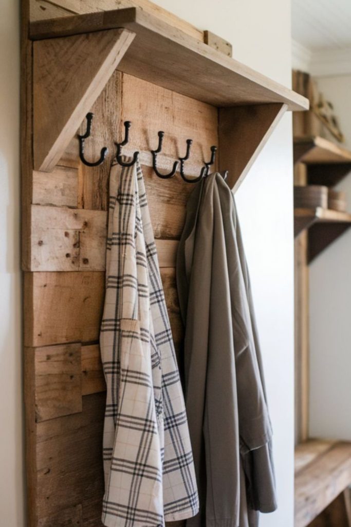 Wooden coat rack with irregular hooks