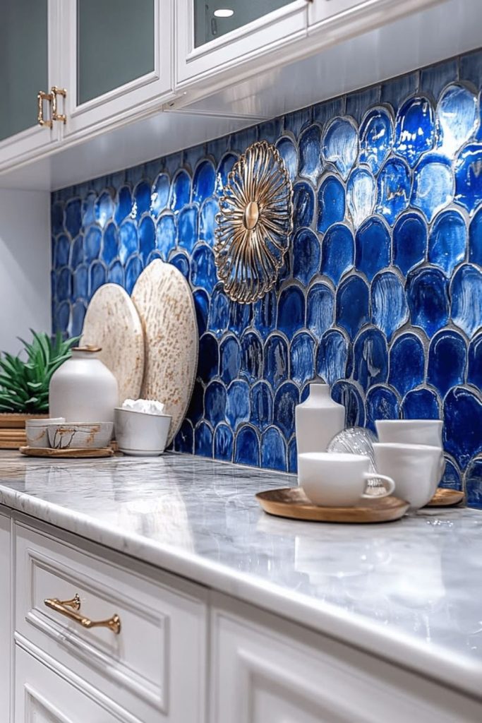 Sapphire glass cove backsplash design