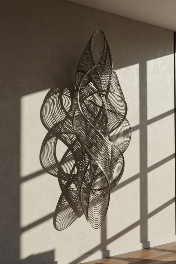 Abstract sculptural wire wall art.