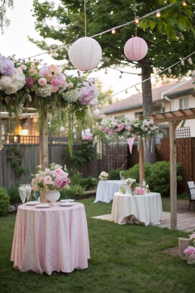 Secret garden hidden floral bridal setup