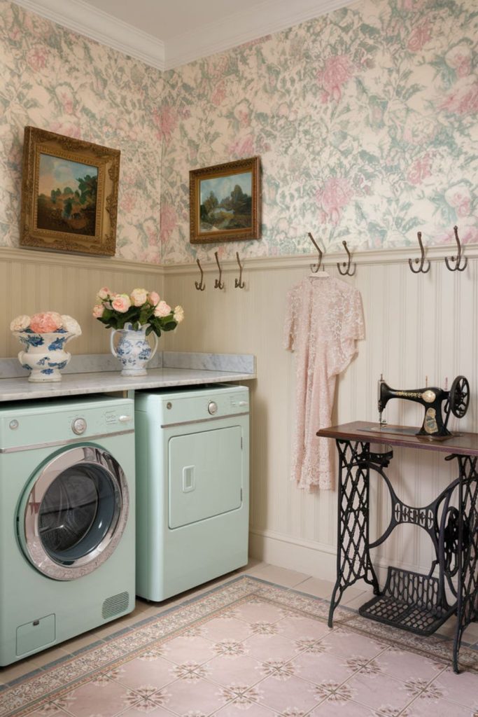 Shabby chic laundry room soft textures