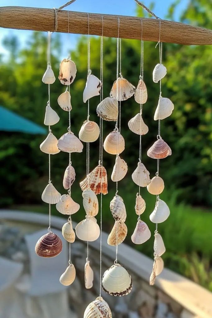 Shell wind spiral garden mobile art