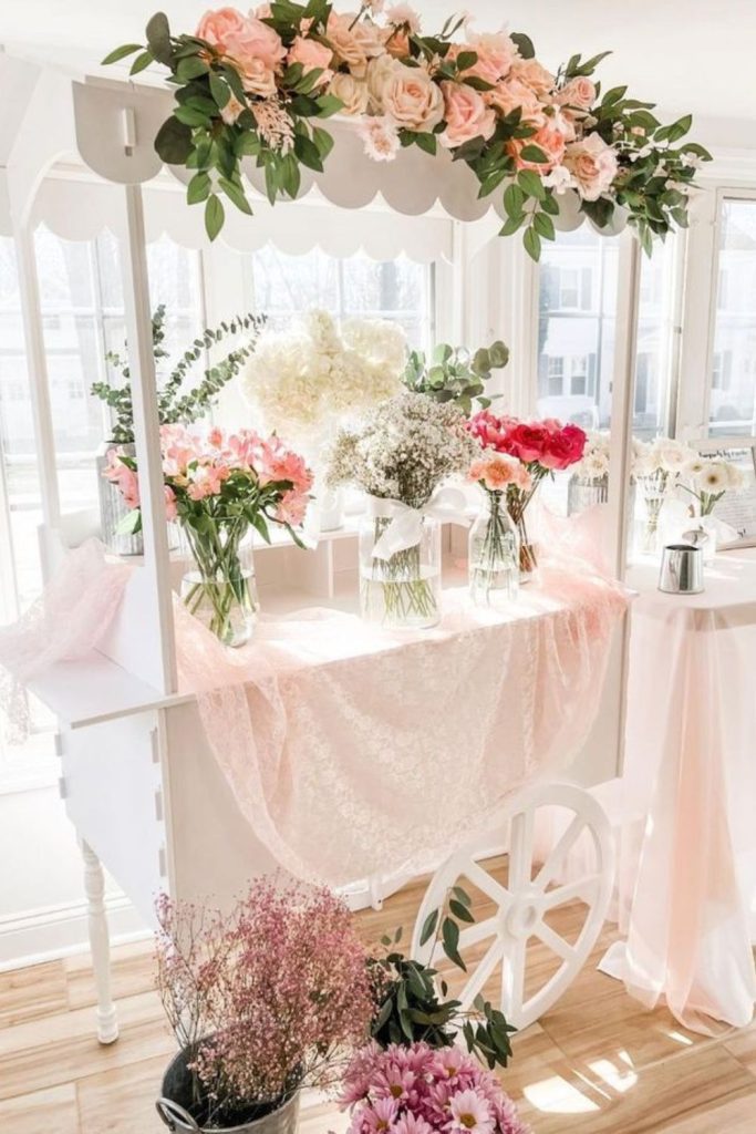 Spring pastel dreamy floral counter.