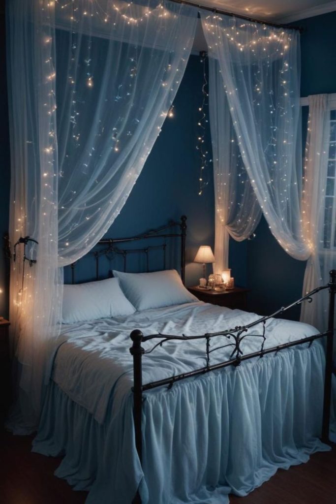 Dark navy canopy with twinkling stars