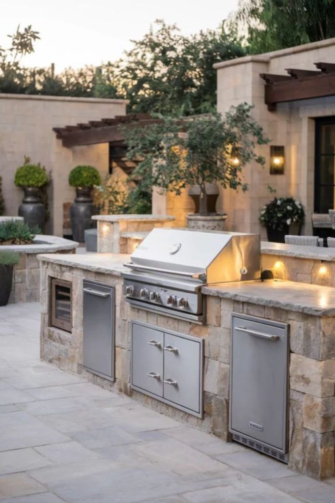 Grand stone arches with grill