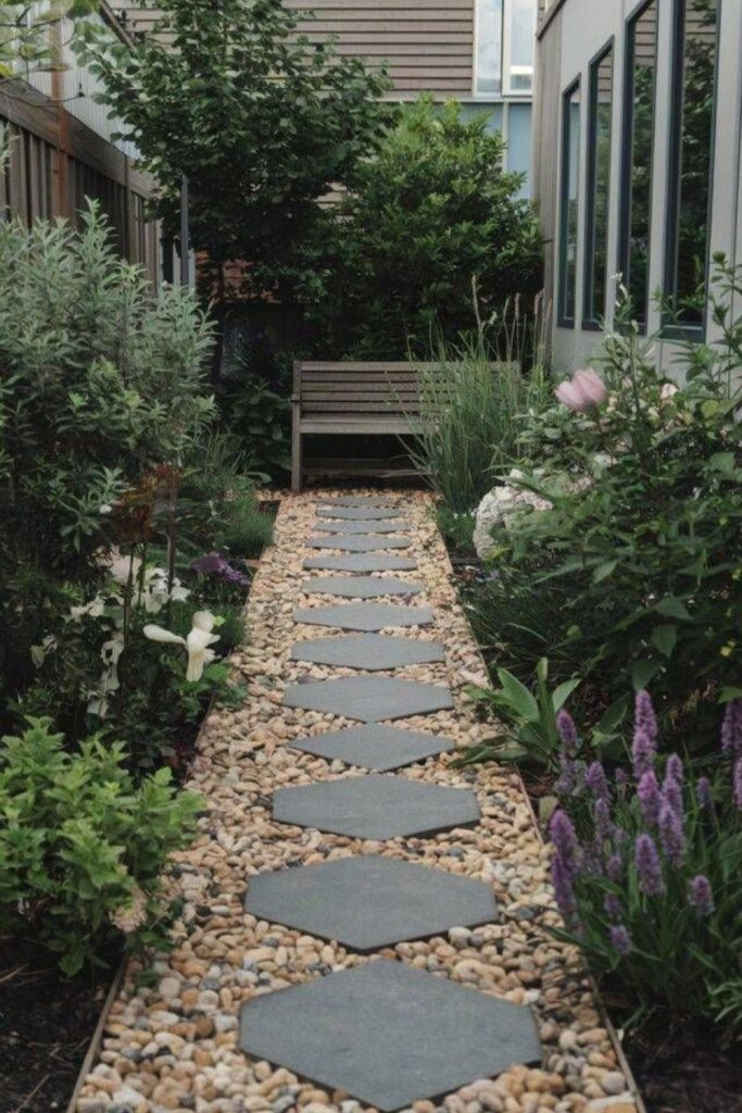 Stone path mini plant garden