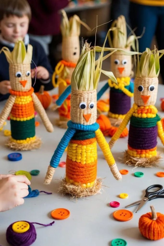 Straw scarecrow mini garden protector craft