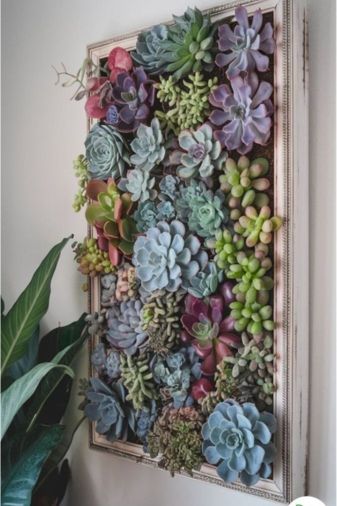 Succulent frame living wall art