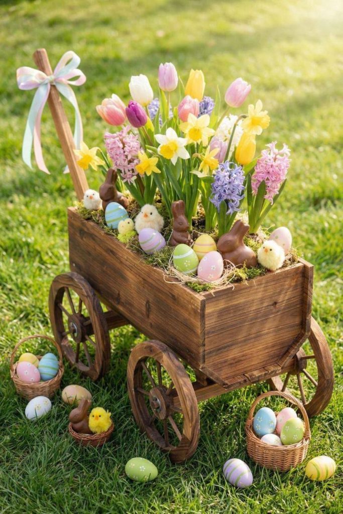 Camellias bursting above sun-bleached wooden crates