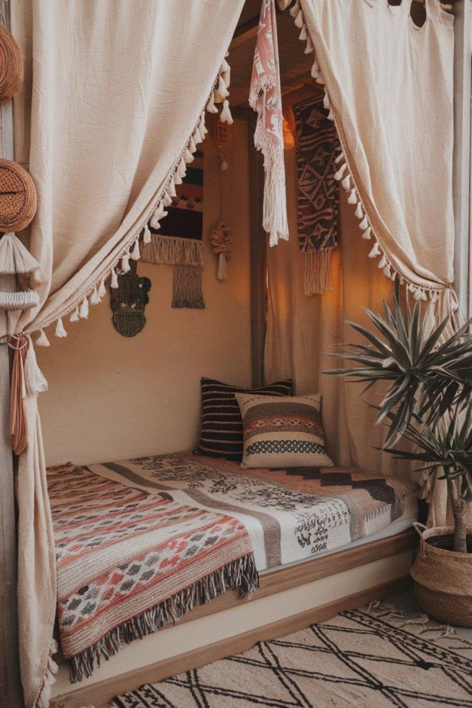 Amber panels with deep orange bedding