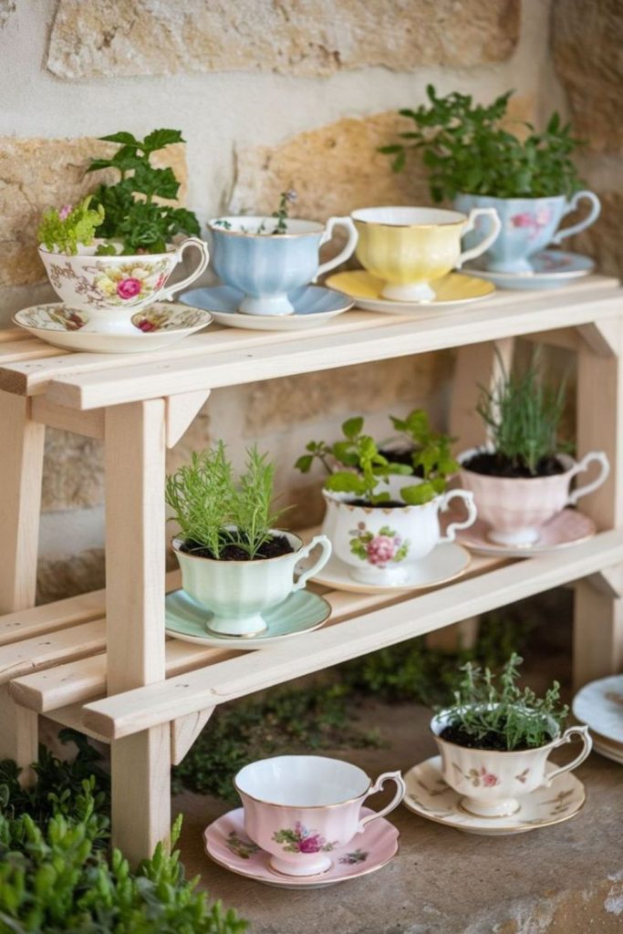 Teacup plants with tiny flowers