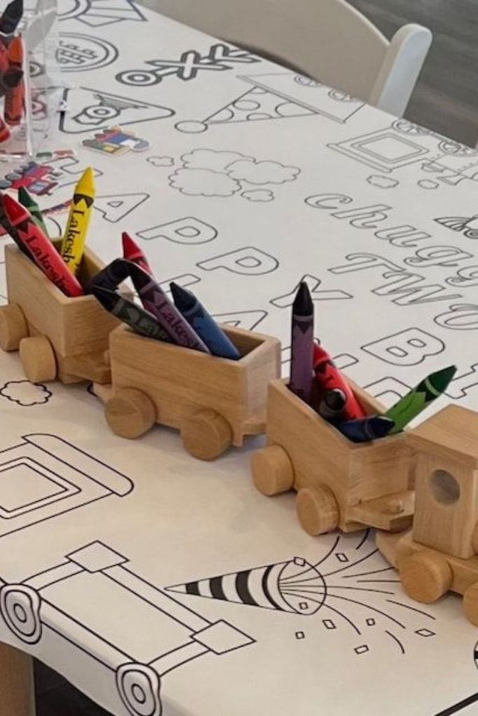 Mini wooden toy locomotive