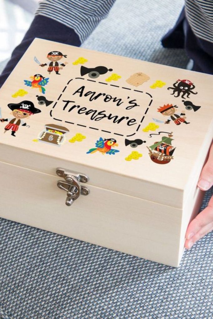 Small wooden treasure box