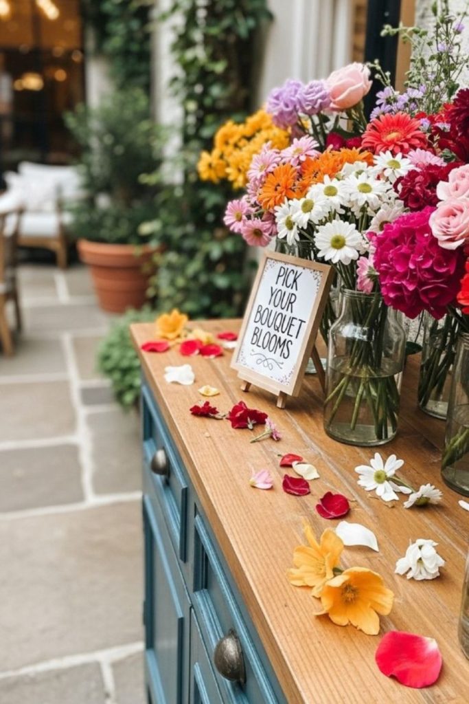 Tropical paradise vibrant flower bar.